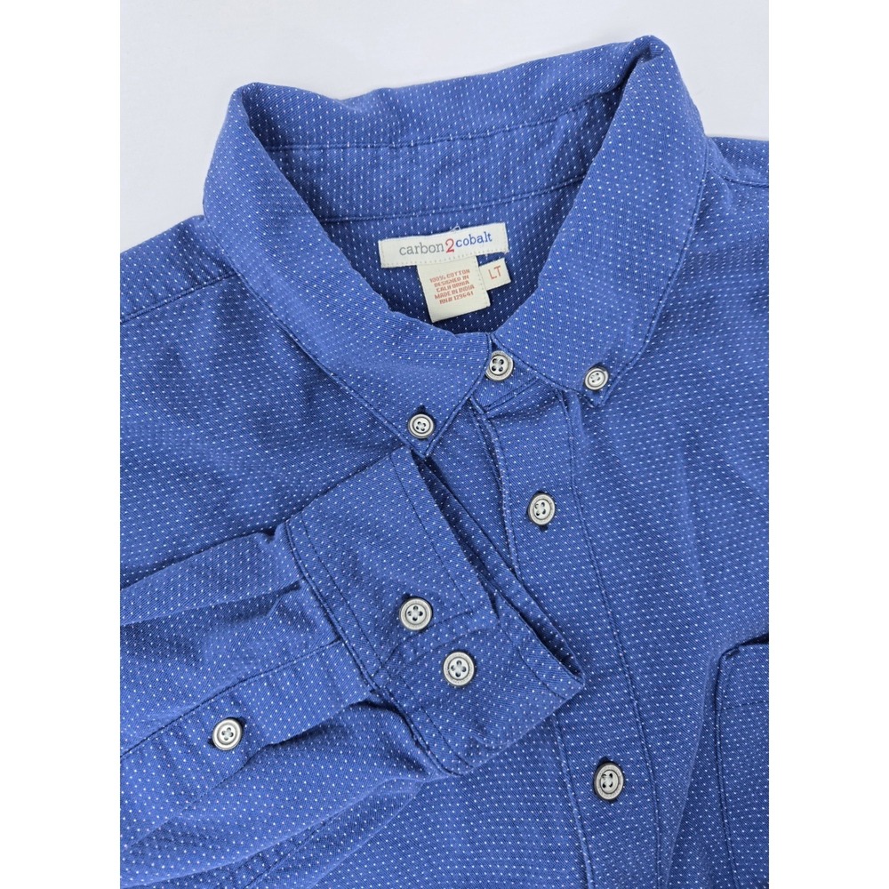 Carbon 2 Cobalt Shirt Mens LT Blue Micro Dot Long Sleeve Button Down 133359T